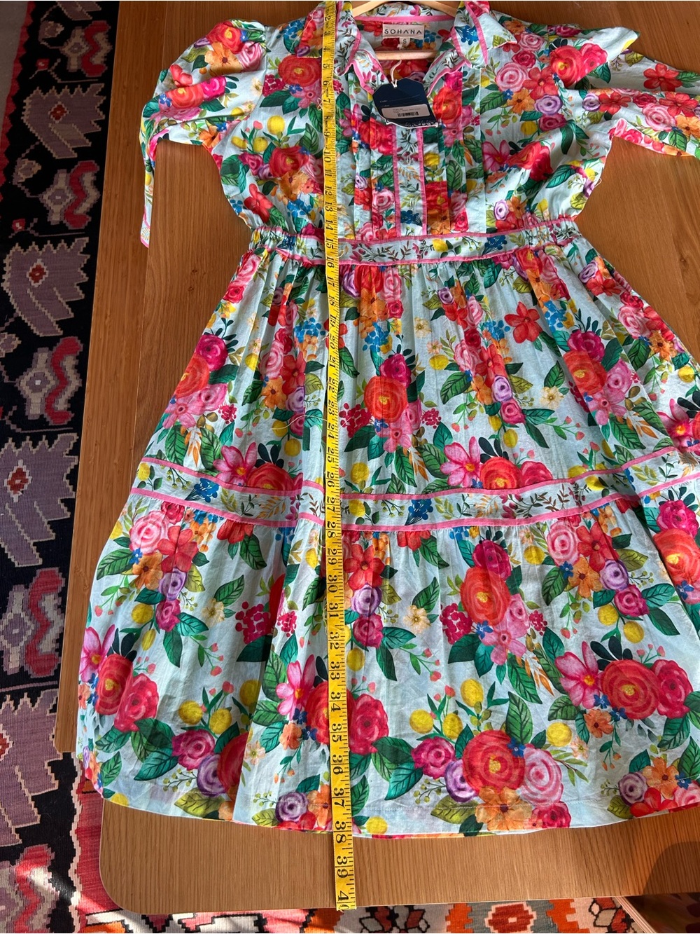 Sohana Floral Midi Dress in Aqua Multicolor Brand New With Tags! Cottage Core - Picture 14 of 15